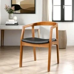 Chaises En Bois|Chaises Contemporaines|TENA Chaise en bois ronde - assise noire