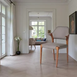 Meubles De Cuisine·Chaises|Chaises En Bois| Chaise en cuir gris foncé design, accoudoirs bois brun ALDER