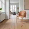 Meubles De Cuisine·Chaises|Chaises En Bois| Chaise en cuir marron dos rond accoudoirs bois brun ALDER