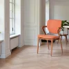 Chaises En Bois|Chaises Contemporaines| Chaise en cuir terracotta, accoudoirs bois brun ALDER