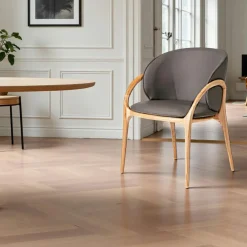 Meubles De Cuisine·Chaises|Chaises En Bois| Chaise en cuir terracotta dos rond accoudoirs bois noir ALDER