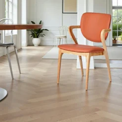 Chaises En Bois|Chaises Contemporaines| Chaise en cuir terracotta, accoudoirs bois noir ALDER