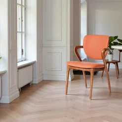 Chaises En Bois|Chaises Contemporaines| Chaise en cuir terracotta, accoudoirs bois noir ALDER
