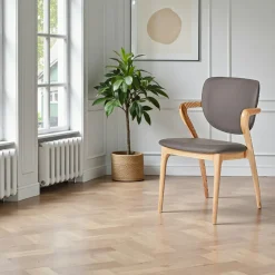 Chaises En Bois|Chaises Contemporaines| Chaise en cuir terracotta, accoudoirs bois noir ALDER