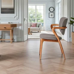 Chaises En Bois|Chaises Contemporaines| Chaise en cuir terracotta, accoudoirs bois noir ALDER