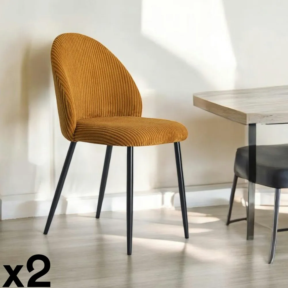 Meubles De Cuisine·Chaises|Chaises Capitonnées|IENA Chaise en tissu côtelé bleu pétrole (lot de 2)