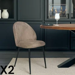 Meubles De Cuisine·Chaises|Chaises Capitonnées|IENA Chaise en tissu côtelé moutarde (lot de 2)