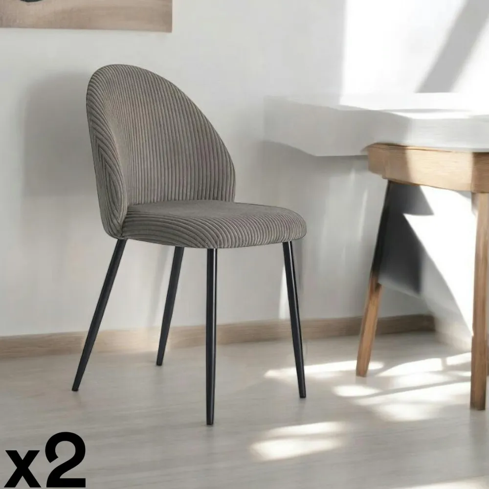 Meubles De Cuisine·Chaises|Chaises Capitonnées|IENA Chaise en tissu côtelé rouille (lot de 2)