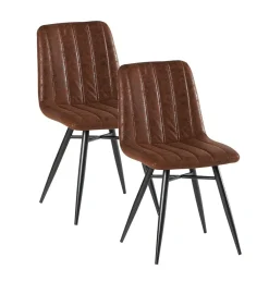 Chaises Scandinaves|Chaises Capitonnées|KERALA Chaise en tissu gris et pieds métal évasés (lot de 2)