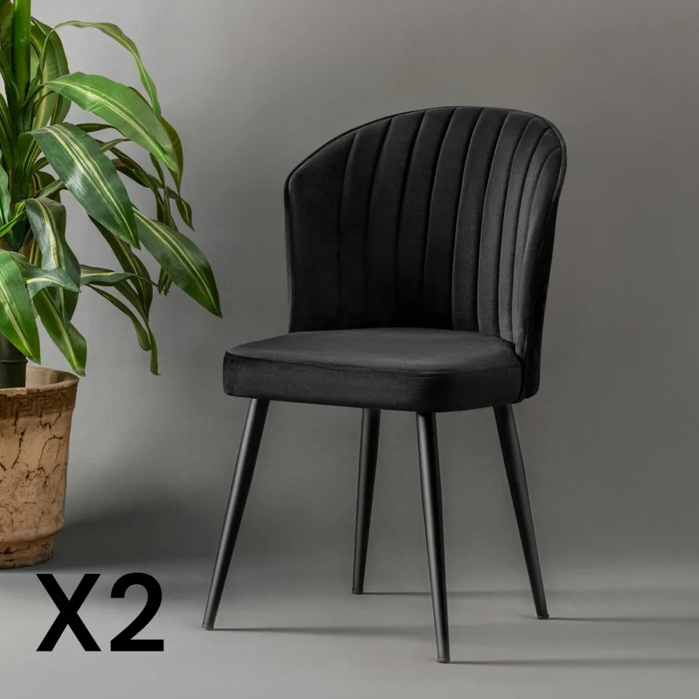 Chaises Capitonnées|Chaises Contemporaines|ROSARIO Chaise en velours écru - dossier enveloppant (Lot de 2)