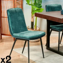 Meubles De Cuisine·Chaises|Chaises Velours|OKA Chaise en velours doré à double coussinage (lot de 2)