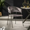 Chaises Contemporaines|Meubles De Cuisine·Chaises|Melbourne Chaise en velours gris à dossier rond (lot de 2)