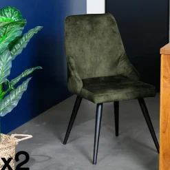 Chaises Scandinaves|Chaises Capitonnées|MALMOE Chaise en velours gris (lot de 2)