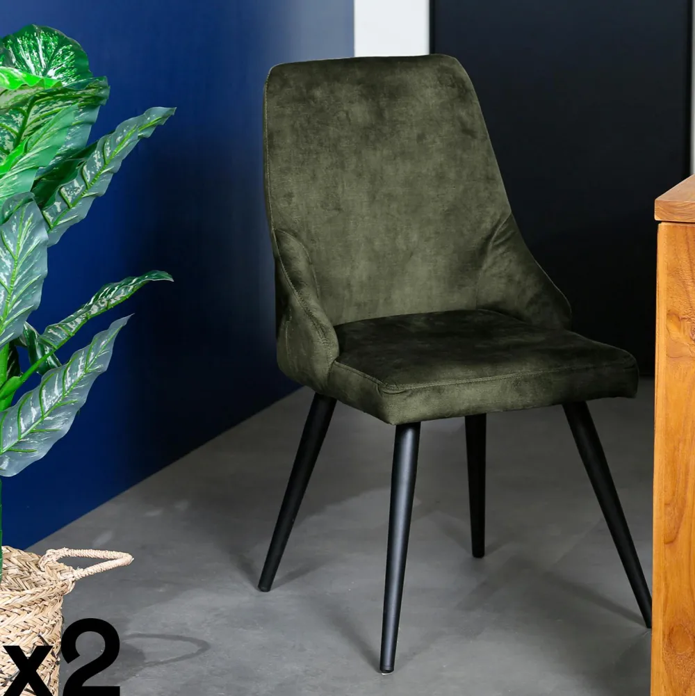 Chaises Scandinaves|Chaises Capitonnées|MALMOE Chaise en velours gris (lot de 2)