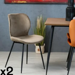 Meubles De Cuisine·Chaises|Chaises Capitonnées|Melbourne Chaise en velours jaune moutarde (lot de 2)