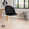 Chaises Velours|Meubles De Cuisine·Chaises|MONTREUX Chaise en velours noir à dossier rond (lot de 2)
