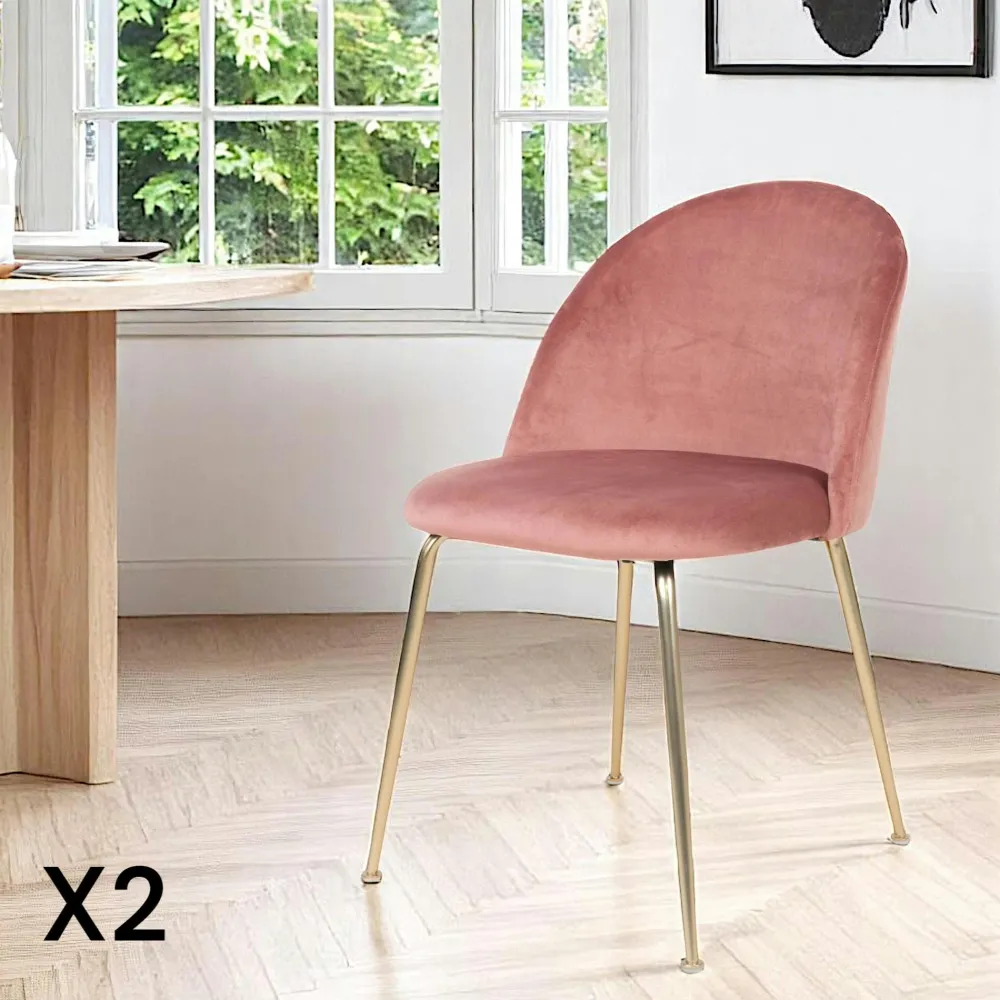 Chaises Velours|Meubles De Cuisine·Chaises|MONTREUX Chaise en velours noir à dossier rond (lot de 2)