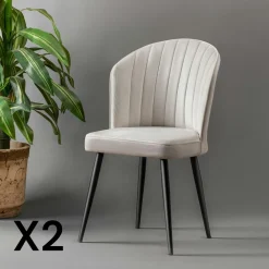 Chaises Capitonnées|Chaises Contemporaines|ROSARIO Chaise en velours noir - dossier enveloppant (Lot de 2)