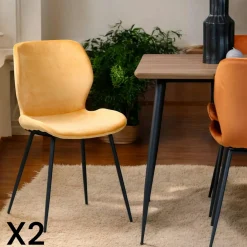 Meubles De Cuisine·Chaises|Chaises Capitonnées|Melbourne Chaise en velours sable (lot de 2)