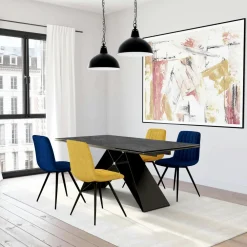 Meubles De Cuisine·Chaises|Chaises Capitonnées|ARLINGTON Chaise grise en velours (lot de 2)