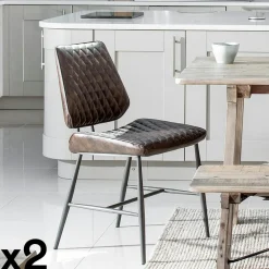 Univers Déco·Maison De Campagne|Meubles De Cuisine·Chaises|SALERNE Chaise industrielle bleu foncé (lot de 2)