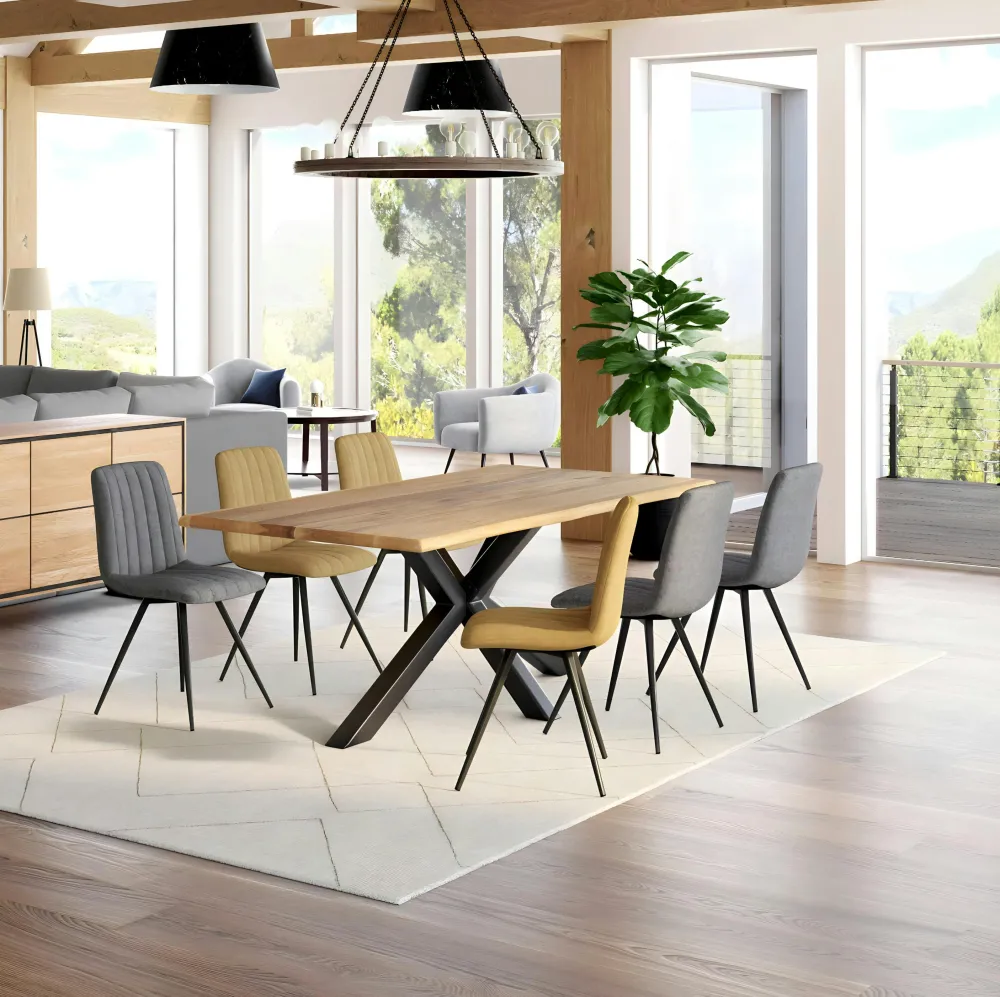 Meubles De Cuisine·Chaises|Chaises En Bois|Brooklyn Chaise industrielle bois et métal noir