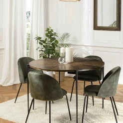 Chaises Scandinaves|Chaises Capitonnées| Chaise marron à couture apparente (lot de 2) TIM
