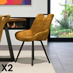 Meubles De Cuisine·Chaises|Chaises Contemporaines|MALMOE Chaise marron effet vieilli à poignée intégrée (lot de 2)