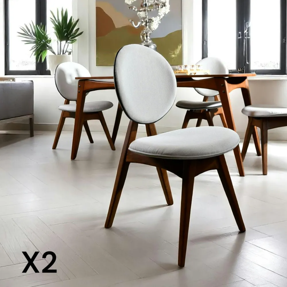 Chaises En Bois|Chaises Contemporaines|DILI Chaise médaillon grise - style moderne (lot de 2)