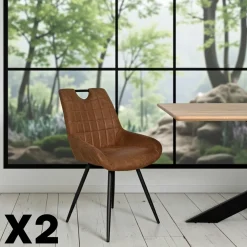 Meubles De Cuisine·Chaises|Chaises Velours|MALMOE Chaise moutarde avec poignée (lot de 2)