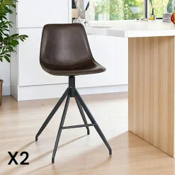 Meubles De Cuisine·Chaises|Chaises Avec Accoudoirs|LOMBARDIE Chaise pivotante beige bi-matière, dossier en T (lot de 2)