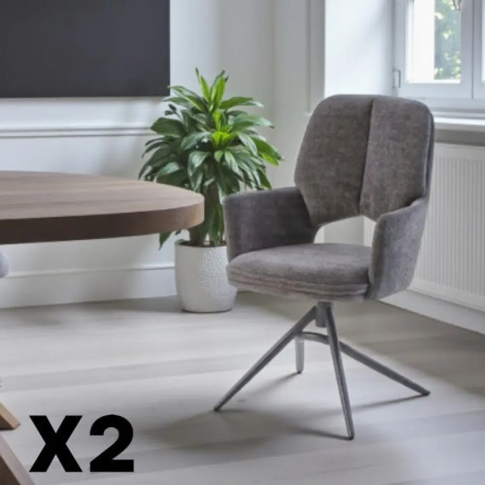 Meubles De Cuisine·Chaises|Chaises Contemporaines|LIGURIE Chaise pivotante bleue double coussinage (lot de 2)