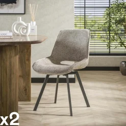 Chaises Capitonnées|Chaises Contemporaines|ASCOLI Chaise pivotante confort – taupe, dos ajouré (lot de 2)