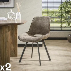 Meubles De Cuisine·Chaises|Chaises Capitonnées|ASCOLI Chaise pivotante confort – grège, dos ajouré (lot de 2)