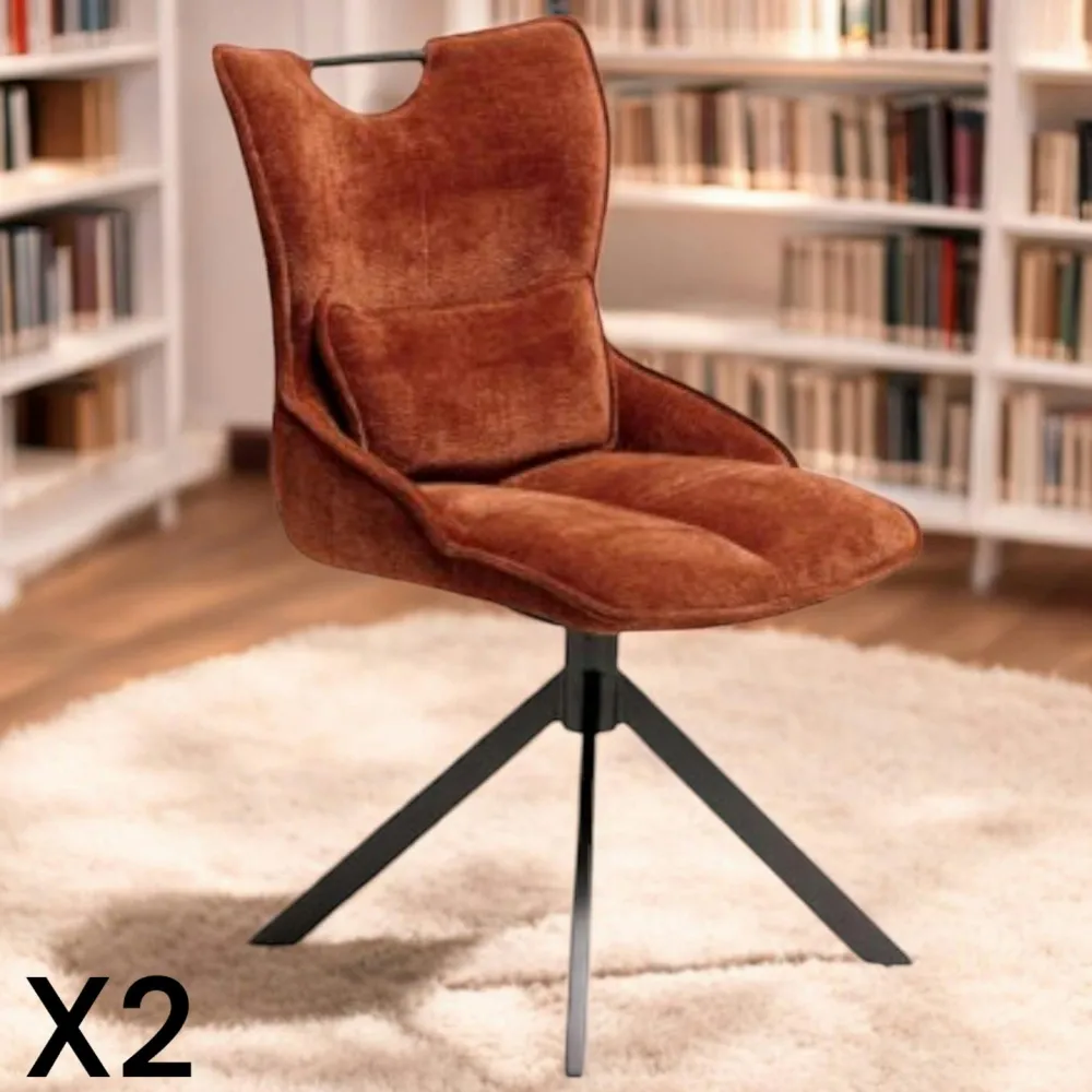 Chaises Capitonnées|Meubles De Cuisine·Chaises|IENA Chaise pivotante coussin et poignée tissu bleu (lot de 2)