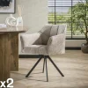 Fauteuils En Tissu|Melbourne Chaise pivotante de salle à manger en velours texturé sable (lot de 2)
