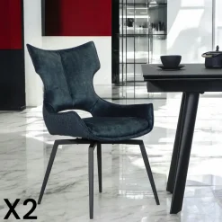 Meubles De Cuisine·Chaises|Chaises Avec Accoudoirs|LOMBARDIE Chaise pivotante gris anthracite bi-matière, dossier en T (lot de 2)