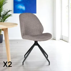 Meubles De Cuisine·Chaises|Chaises Contemporaines|BERLIN Chaise pivotante gris minéral (lot de 2)