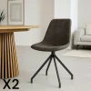 Chaises Contemporaines|Meubles De Cuisine·Chaises|AMSTERDAM Chaise pivotante grise avec couture (lot de 2)