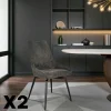 Chaises Contemporaines|Meubles De Cuisine·Chaises|LIGURIE Chaise pivotante grise, dossier ouvert (lot de 2)