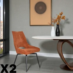 Chaises Contemporaines|Meubles De Cuisine·Chaises|LIGURIE Chaise pivotante grise, dossier ouvert (lot de 2)