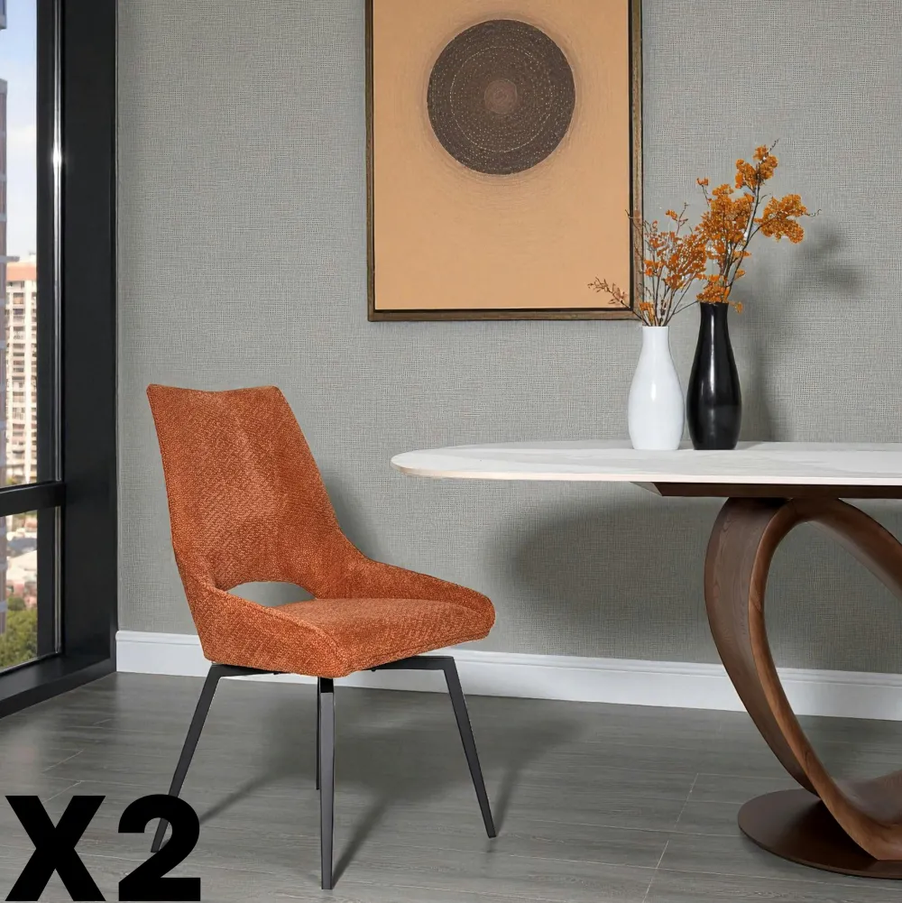 Chaises Contemporaines|Meubles De Cuisine·Chaises|LIGURIE Chaise pivotante grise, dossier ouvert (lot de 2)