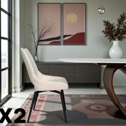 Chaises Contemporaines|Meubles De Cuisine·Chaises|LIGURIE Chaise pivotante grise, dossier ouvert (lot de 2)