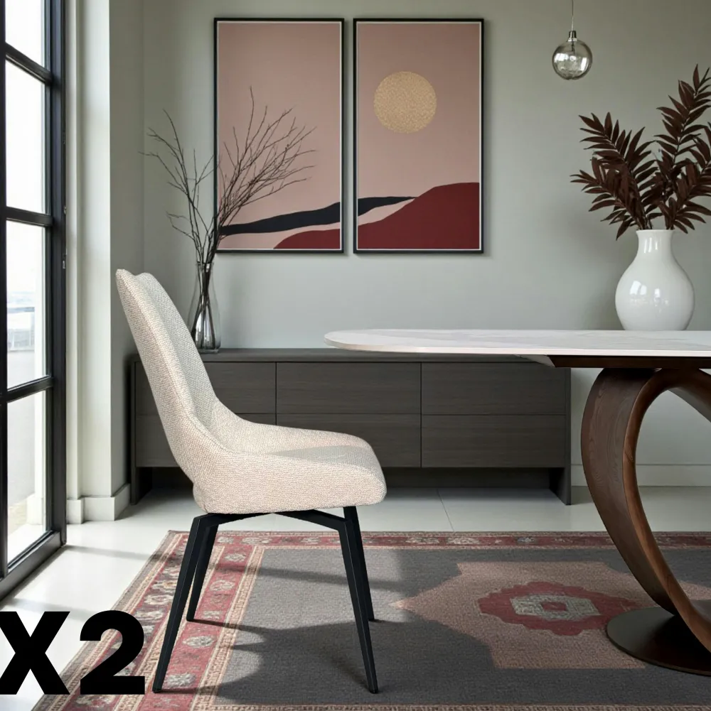 Chaises Contemporaines|Meubles De Cuisine·Chaises|LIGURIE Chaise pivotante grise, dossier ouvert (lot de 2)