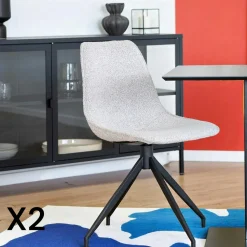 Chaises Contemporaines|Meubles De Cuisine·Chaises|AMSTERDAM Chaise pivotante marron foncé avec couture (lot de 2)