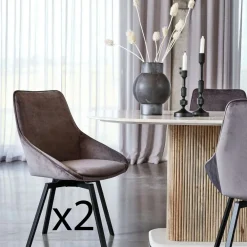 Univers Déco·Design Contemporain|Meubles De Cuisine·Chaises|OKA Chaise pivotante moderne en velours bleu (Lot de 2)