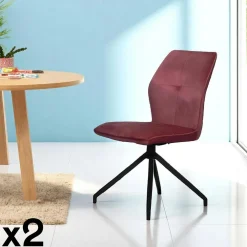 Chaises Velours|Chaises Contemporaines|LOMBARDIE Chaise pivotante moutarde en velours patiné avec poignée (lot de 2)