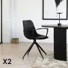 Meubles De Cuisine·Chaises|AMSTERDAM Chaise pivotante noire avec accoudoirs et motif couture (lot de 2)