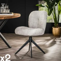 Univers Déco·Design Contemporain|Chaises Contemporaines|GALWAY Chaise pivotante rembourrée en bouclette taupe (lot de 2)