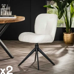 Univers Déco·Design Contemporain|Chaises Contemporaines|GALWAY Chaise pivotante rembourrée en bouclette taupe (lot de 2)